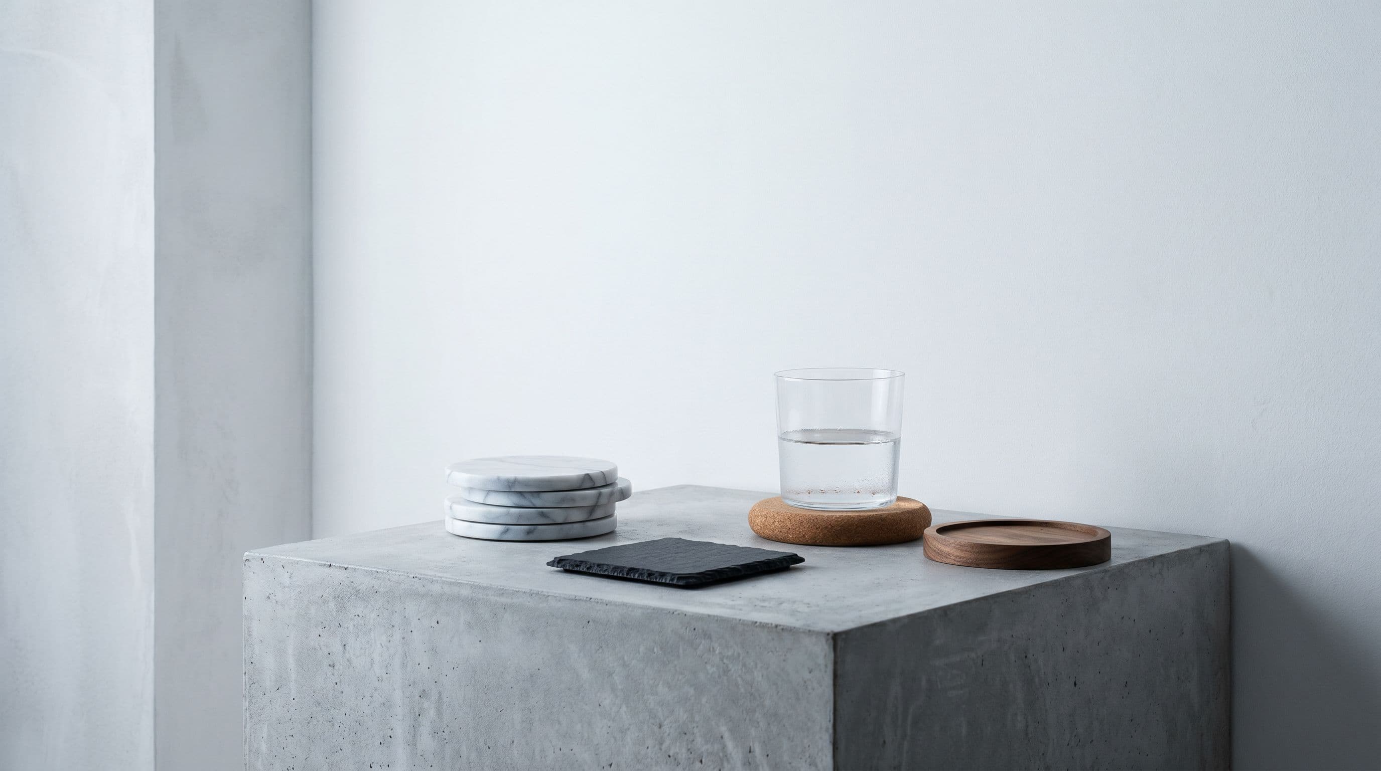 Stack de sous-verres en pierre naturelle sur socle