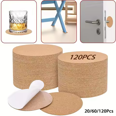 Lot de 20 sous-verres ronds liège auto-adhésifs — 9,5 cm