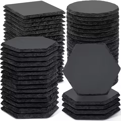 Set de 8 sous-verres en ardoise naturelle — formats mixtes 10 cm