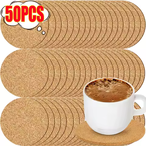Set de 8 sous-verres en liège antidérapant — finition naturelle mate